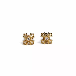 22K Gold CH Plus Stud Earrings with Diamonds – Luxurious, Timeless, and Elegant Jewelry