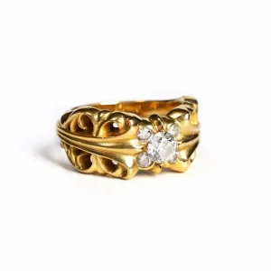 22K Gold K&T Ring with 5 Diamonds – Luxury Jewelry for Timeless Elegance